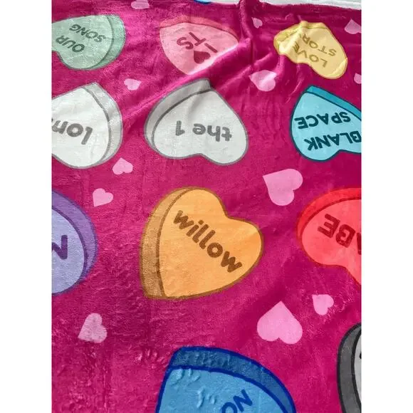Taylor-Devotee Inspired Valentine Conversation Heart Blanket Love Song 50x60 In